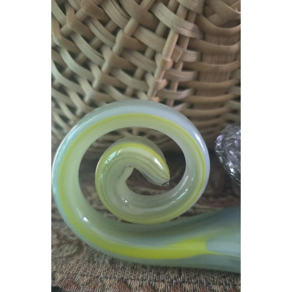 Hand Blown Muti Color Swirl Art Glass Cornucopia Horn of Plenty Dish / Candy